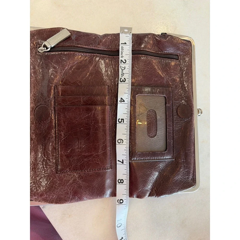 Hobo International Double Frame Wallet Brown Distressed‎ Leather Clutch
